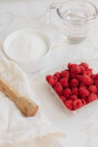 ingredients for raspberry simple syrup