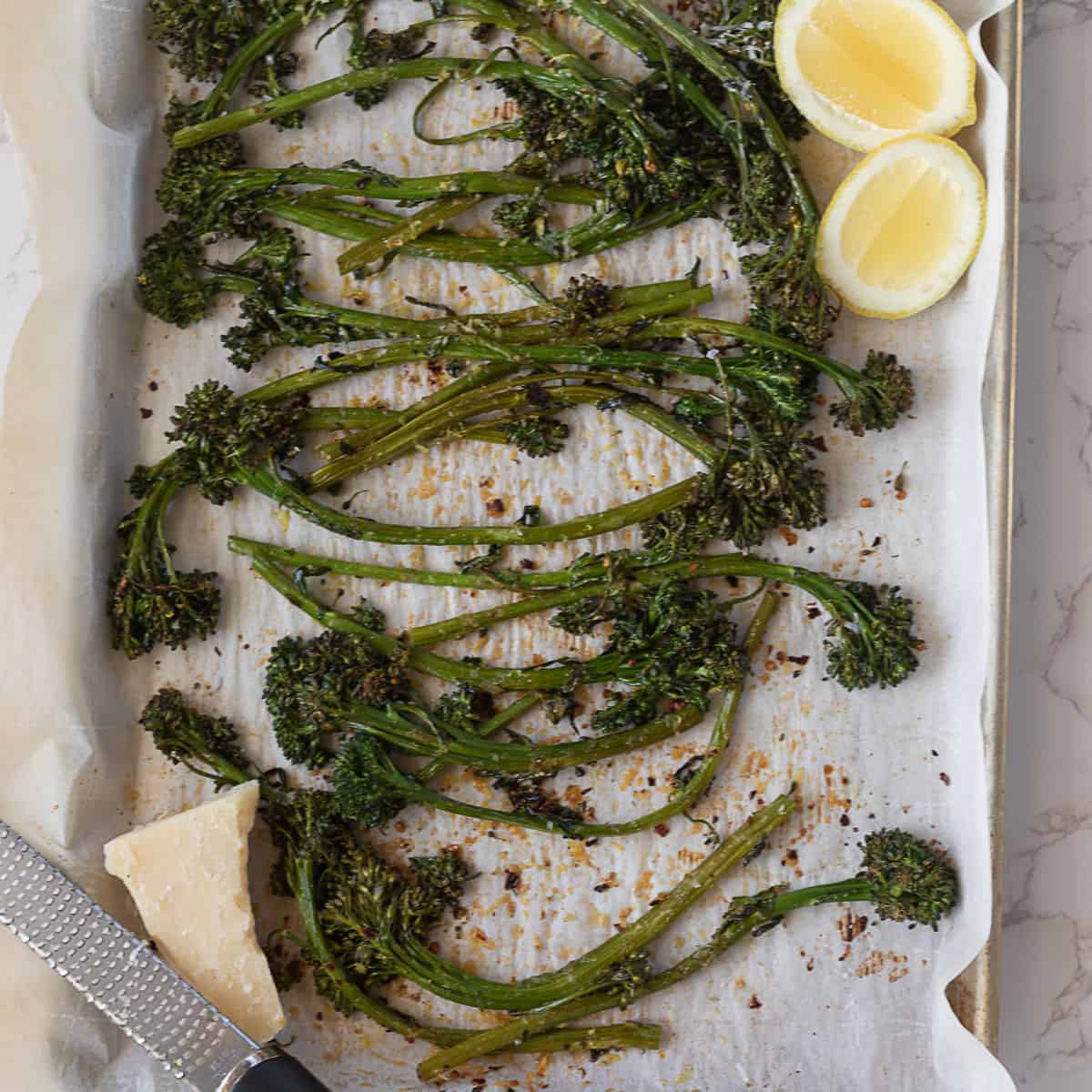 roasted broccoletti with lemon and parmesan