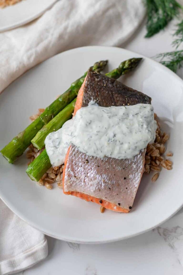 Baked Salmon with Yogurt Dill Sauce