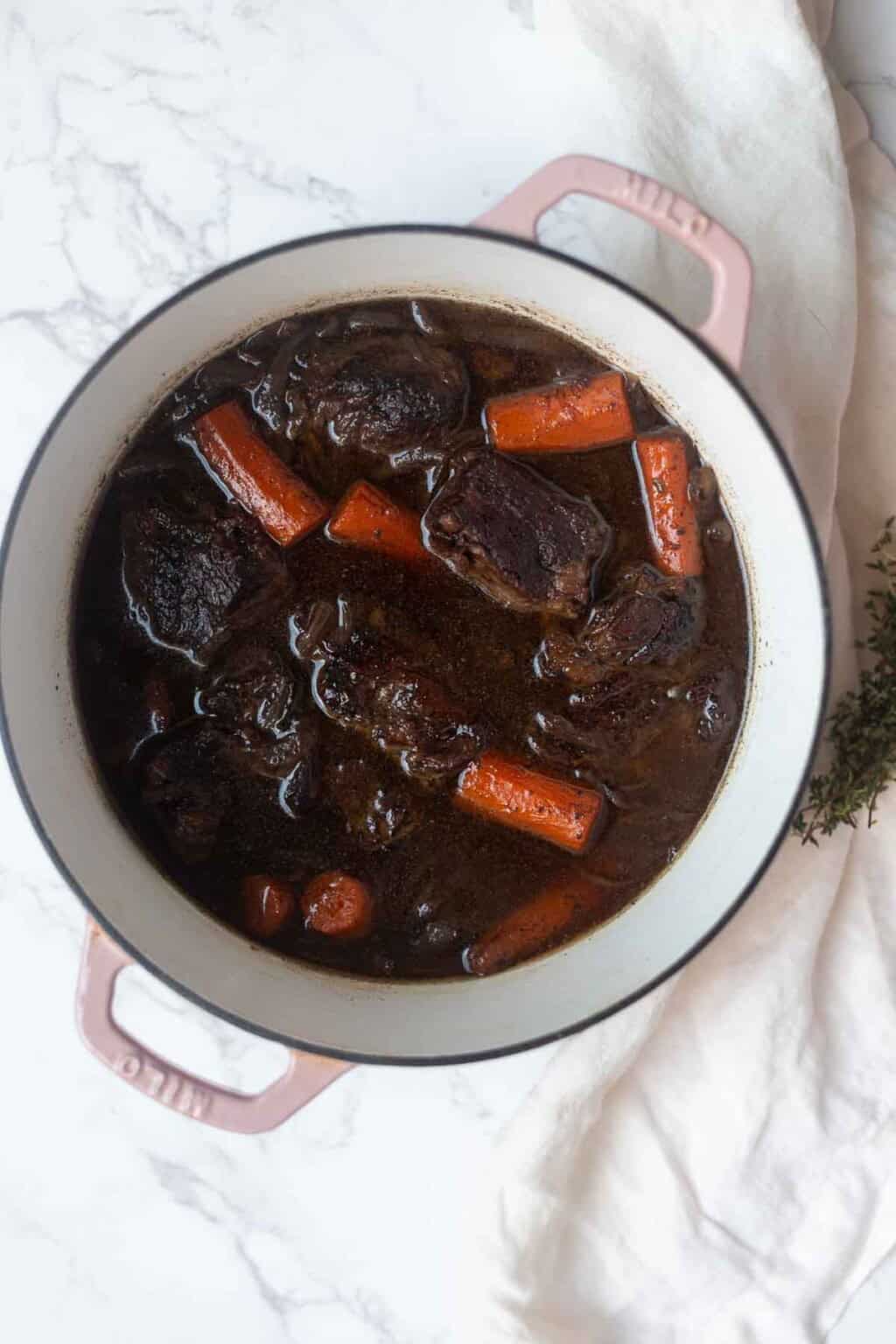 Tender Dutch Oven Braised Chuck Roast with Red Wine